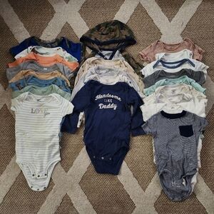 Lot Of 22 Boys 18 Months Oneies One Pieces Short /long Sleeve Winter Spring